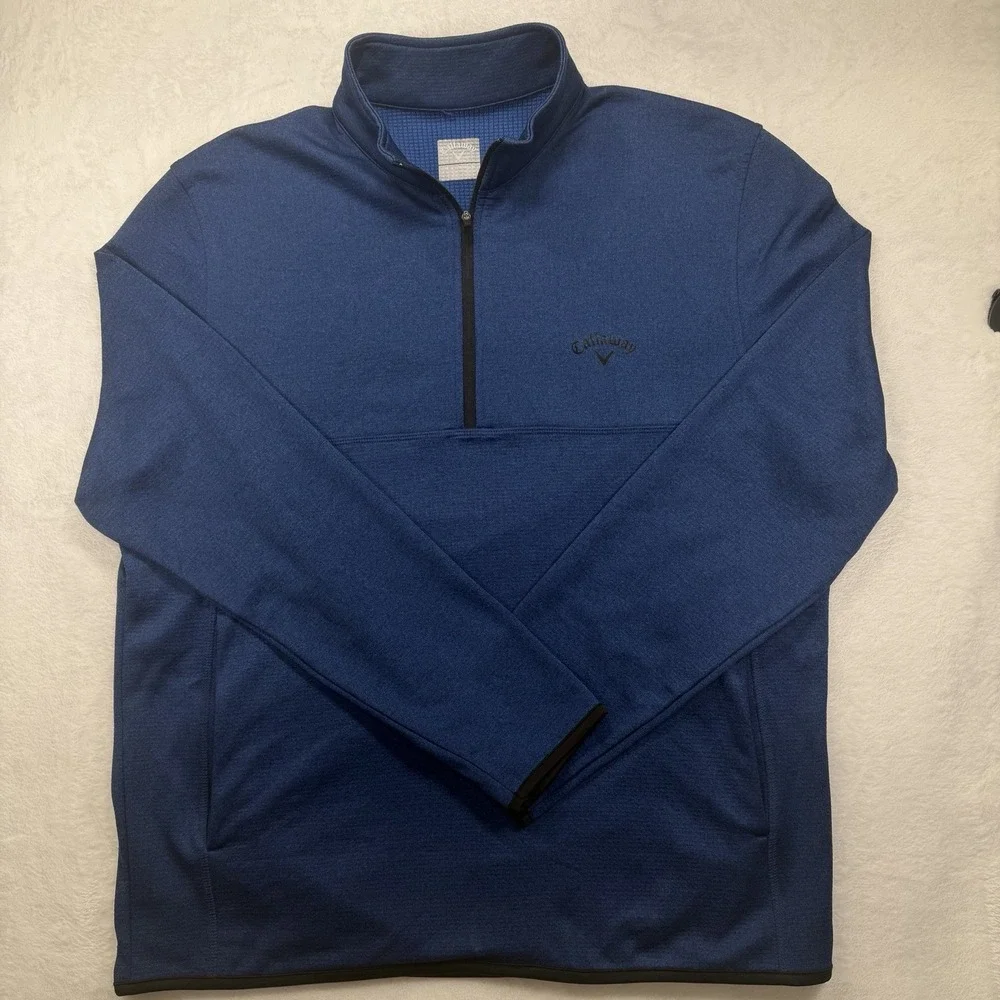 Callaway Golf 1/4 Zip Pullover Mens Medium Blue Performance Lightweight Logo Top